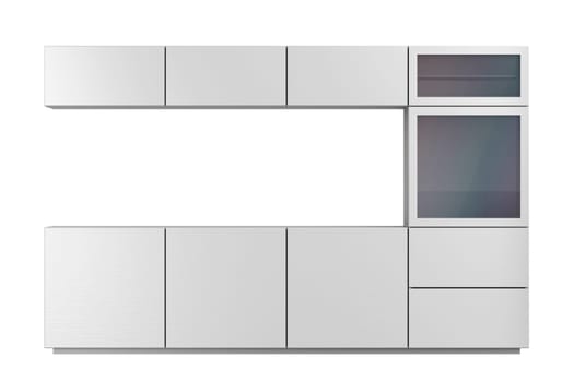 Front view of an empty tv cabinet for living room, isolated on white background