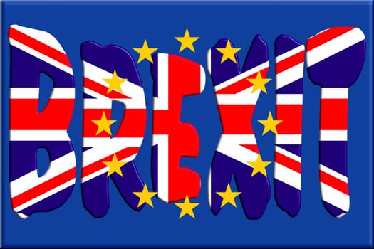 United Kingdom and Gibraltar European Union membership referendum referendum outlet Britain (UK or Britain or England) from the EU (European Union), British suffrage. The flag of the UK & EU Symbolic, concept for United Kingdom and Gibraltar European Union membership referendum.