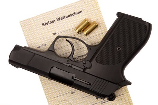 German Text: Little Weapon Certificateand shotgun in Germany allows shotgun and gas pistols.