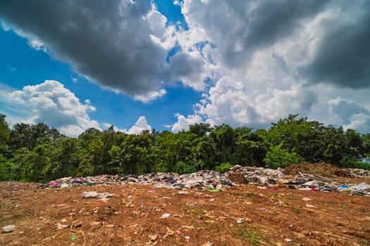 Fly Tipping In The Nature, illegal garbage dump destroy environment