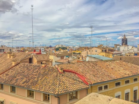 skyline photo of rooftops of the spanish city Valencia