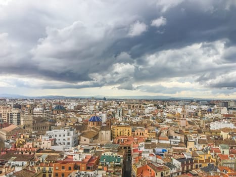 Huge spanish cityscape skyline of the city Valencia Spain