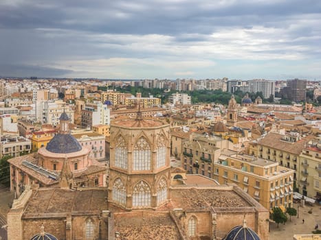 skyline with view on cathedral and the city of valencia Spain