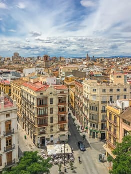 streets and colorful buildings of spanish city