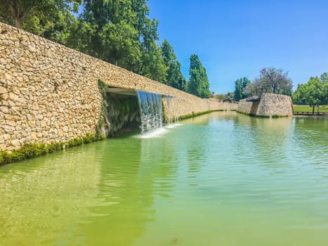 waterfall in a lake water landscape view