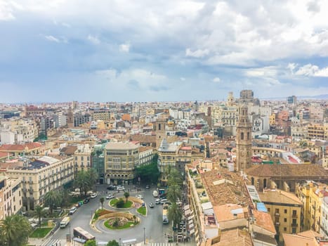 view on the towns square of Valencia City Spain