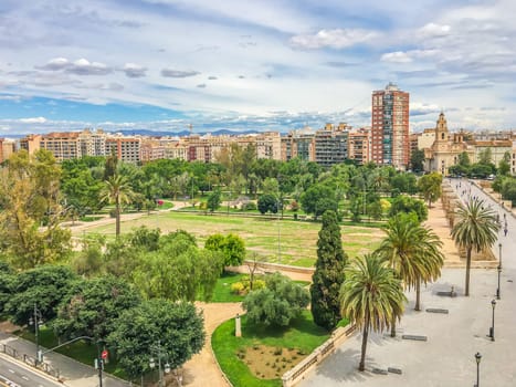 park view with cityscape of valencia spain