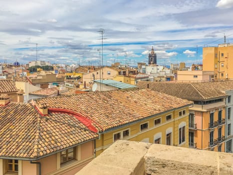 spanish rooftops cityscape a skyline of valencia city spain