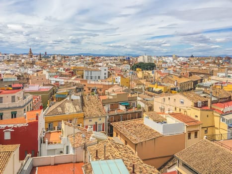 colorful rooftops panoramic skyline of valencia city spain
