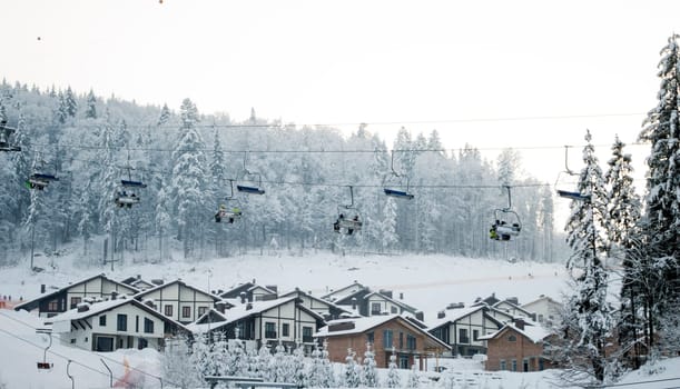 beautiful ski resort Bukovel, mountain theme and sports, ski track 2A
