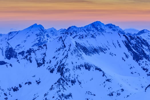 landscape mountain in winter. Fagaras Mountains, Romania