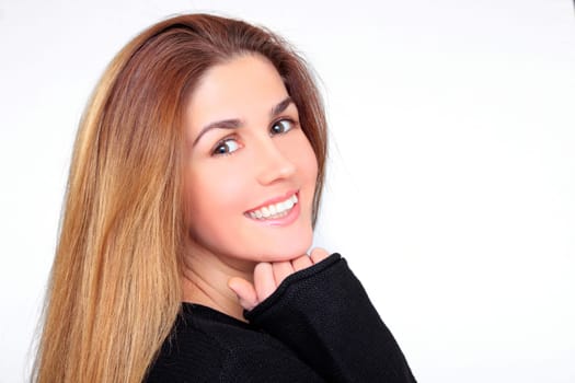 Gorgeous woman in black sweater