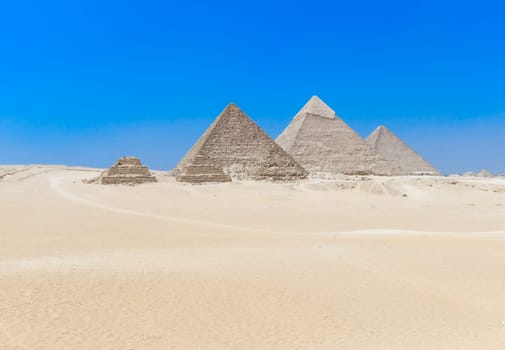 pyramids with a beautiful sky of Giza in Cairo, Egypt...