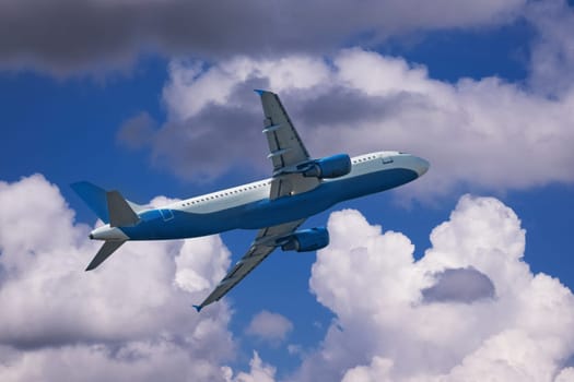 Airplane In The Sky, mode of transport with beautiful clouds
