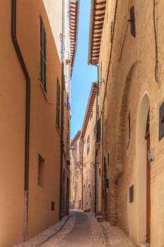 medieval stepped street in the Italian hill town of Trevi