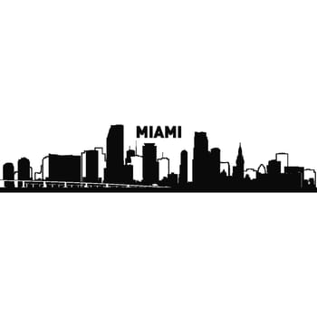 miami downtown florida usa urban modern architecture silhouette illustration