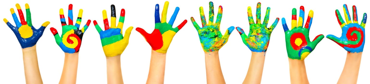 Many coloured children hands