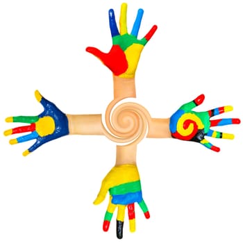Many coloured children hands