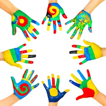Many coloured children hands