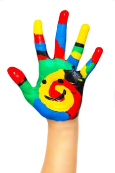 Child hands with finger paint