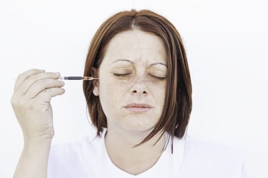 Nurse with needle to prick, medicine and health