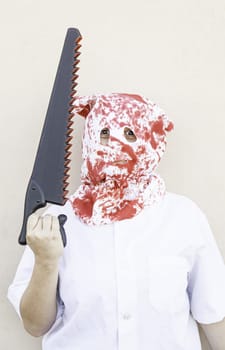 Hooded Murderer blood with knives, halloween