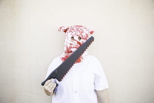 Hooded Murderer blood with knives, halloween