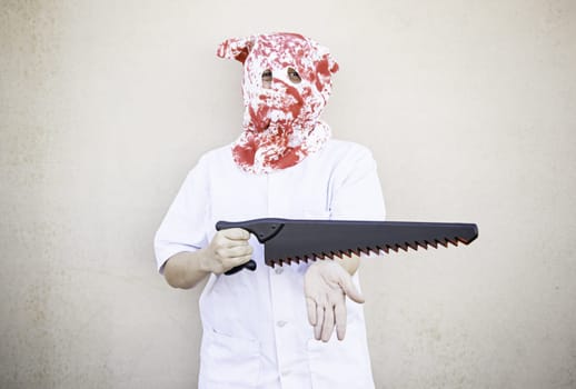 Hooded Murderer blood with knives, halloween
