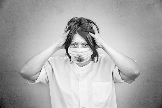 Crazy nurse with bloody mask, halloween
