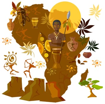 africa culture tribe afro mask ancient illustration
