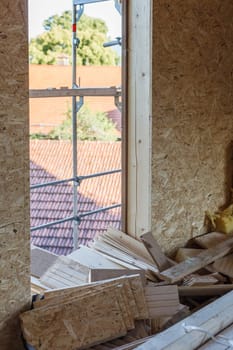 Removed windows on a construction site. Renovation, renovation and modernization.