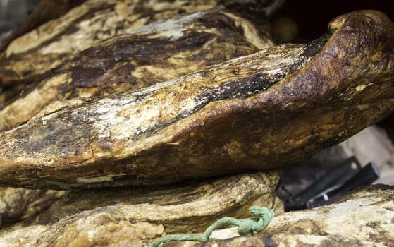 Meat of cured and dried deer, food market