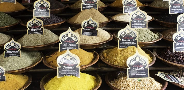 Market varied Arabian spices, organic and natural food