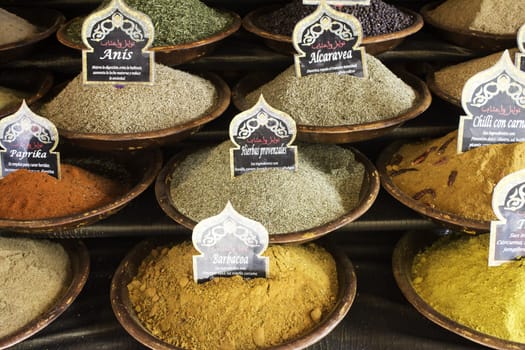 Market varied Arabian spices, organic and natural food