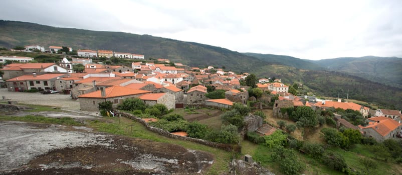 Panoramic view of the beautiful historic village of Linhares da Beira, Beira Alta, Portugal