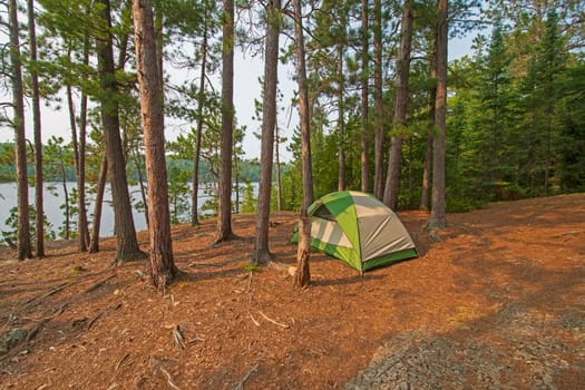 Quiet Campsite on Bell Lake in the North Woods of Quetico Provincial Park in Ontario