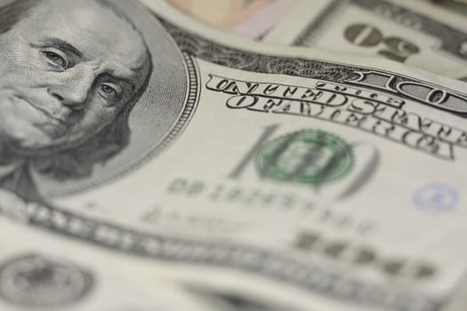 One hundred dollars banknote. 3D rendering