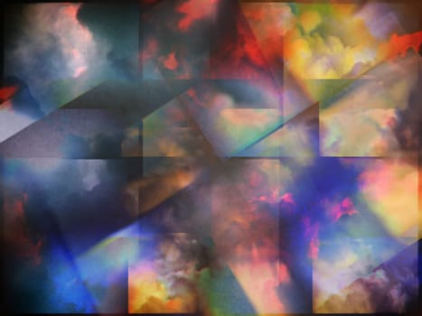 Colorful clouds with overlapping rectangular layers