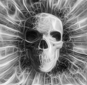 Human Skull Design in Black and White Colors