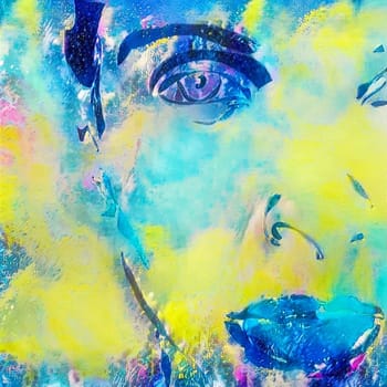 Vivid painting. Lady in pastel colors