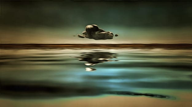 Lonely cloud above water surface.