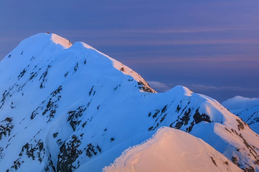 The Moldoveanu Peak in winter. Fagaras Mountains, Romania