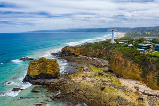 Aerial photo of Split Point Lightouse along the Great Ocean Road in Australia