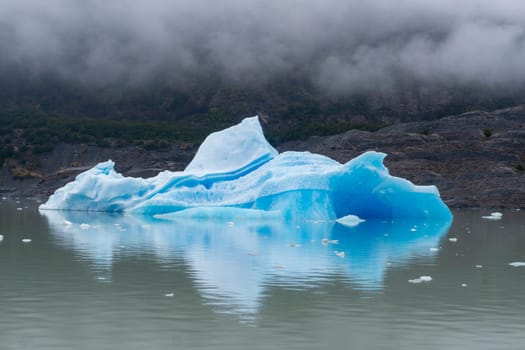 View of an iceberg at Grey Lake in Torres del Paine, Chile