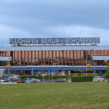 BERLIN, GERMANY - MAY 12, 2014: The Schoenefeld international airport is the second largest Berlin airport after Tegel,flight