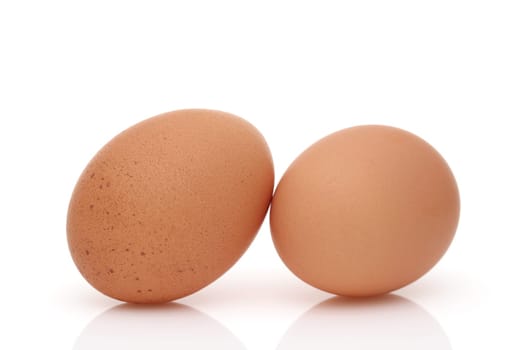 Brown egg on a white background, in a studio shot