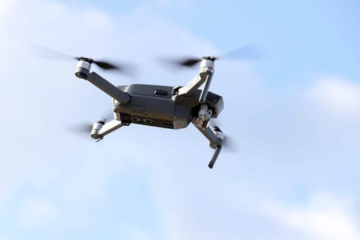 drone flying in air and sky in the background