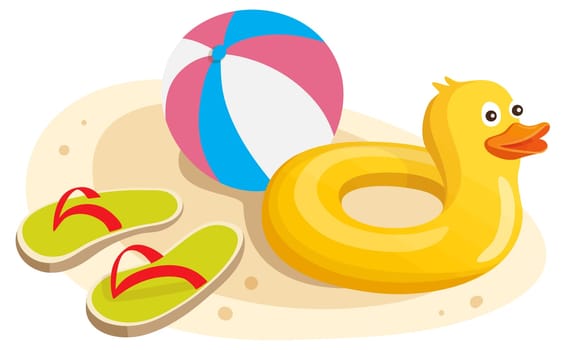 yellow duck floater ball slipper illustration