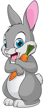 easter bunny holding carrot holiday illustration