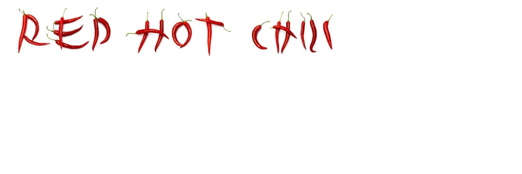 Red chili on paper white background